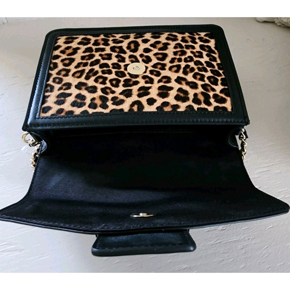 Lilly Pulitzer Handbag, NWT Dobson Crossbody Leopard/ Blk   with Gold Chain - Picture 11 of 16